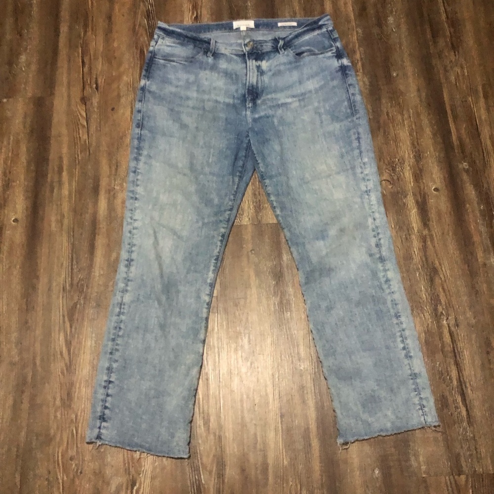 Frame Le High Straight Jeans Women's 30 Relaxed Fit Frayed Hem in Aura Wash Deni